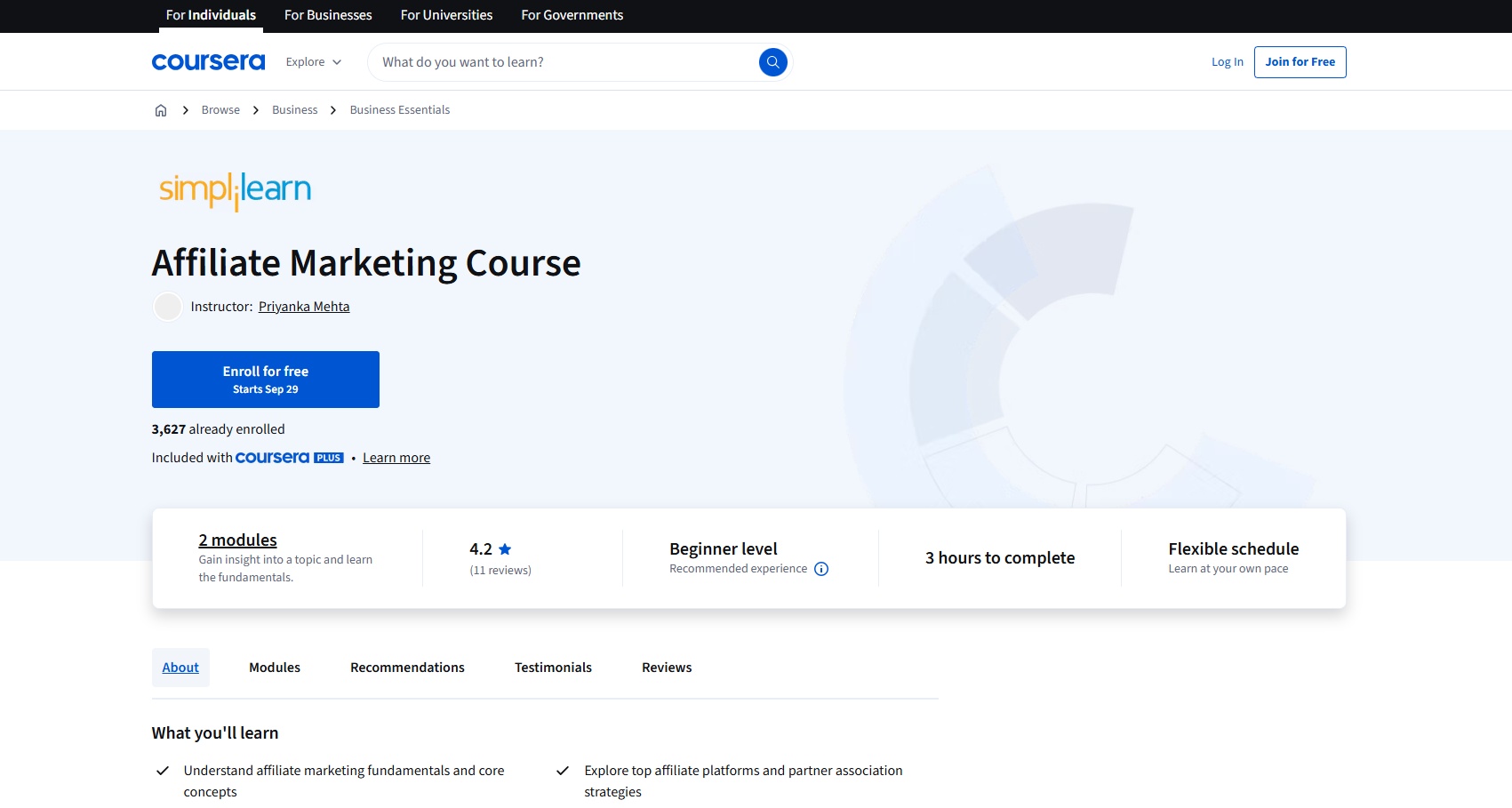 Coursera: Affiliate Marketing Course