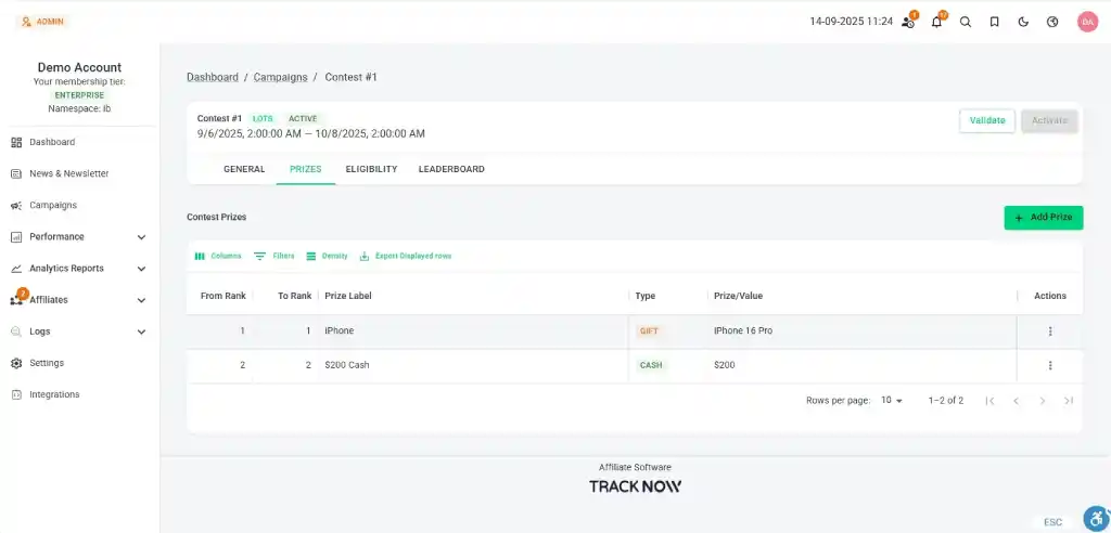 Tracknow - Contest Prizes