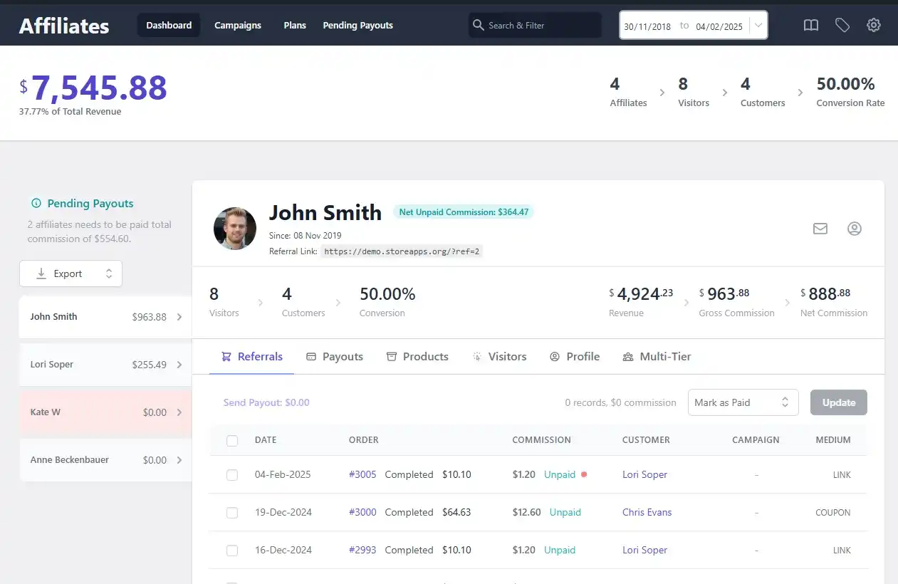 Affiliate For Woocommerce