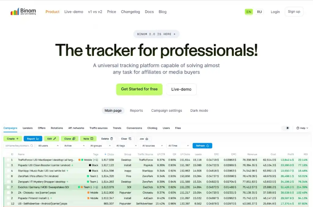 Binom Professional Tracker