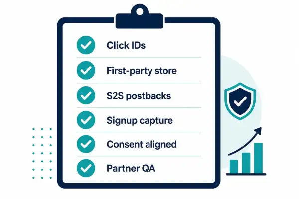 Infographic checklist for cookieless affiliate program readiness in 2026