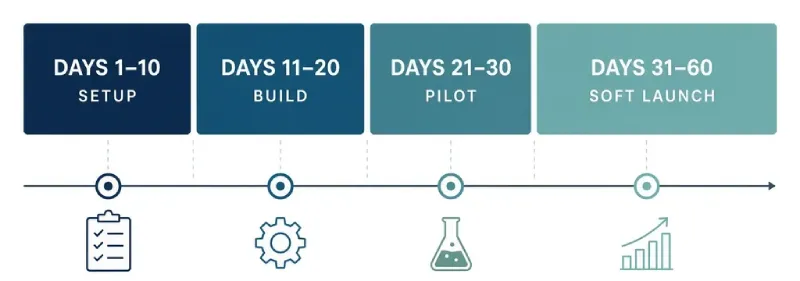 60-day timeline from setup to soft public launch for a SaaS affiliate program